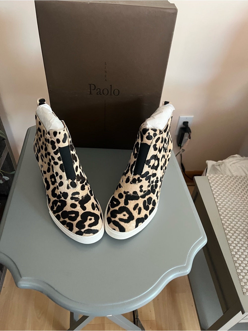 Anna Leopard-Print High Top Slip-On Sneakers - Beige/Black
